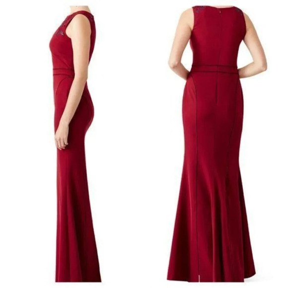 Marchesa Notte Burgundy Vine Gown Dress 6 - Picture 2 of 6